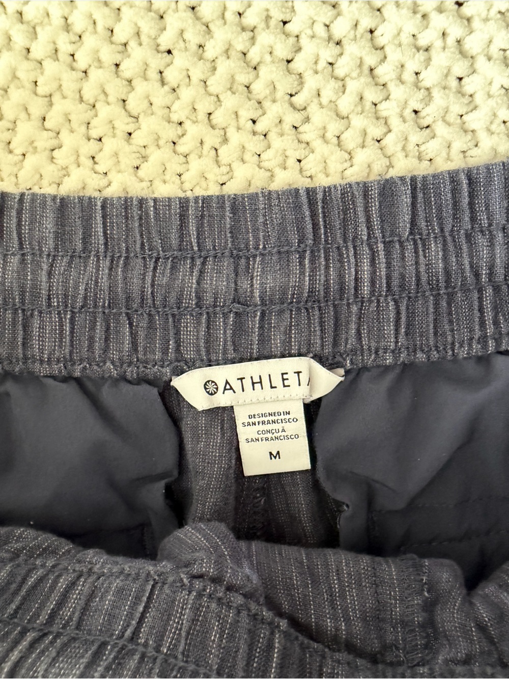 Athleta Linen Wide Leg Chambray Pants Zip Pockets Leg Slit Cabo Med Resort - Picture 4 of 7
